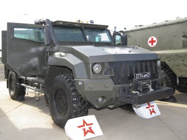   Rostov-on-Don, Rusya - 28 Ağustos 2020: Askeri eğitim alanında araç KAMAZ-53949 