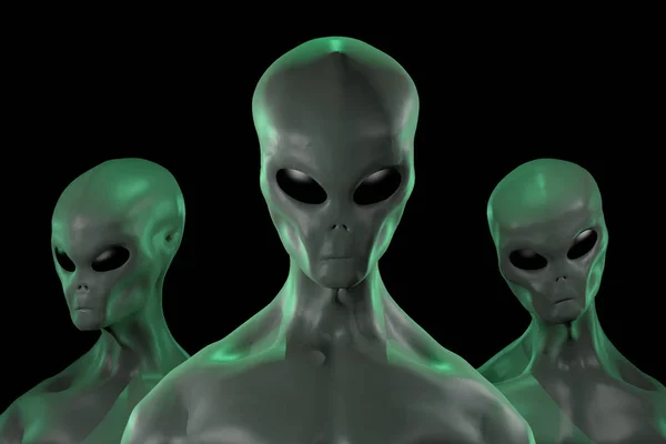Illustration Group Humanoid Alien Creatures Isolated Black Background — Stock Photo, Image