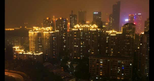 Νυχτερινή πόλη Shenzhen Κίνα — Αρχείο Βίντεο