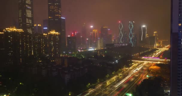 Zeitraffer in der Nacht von Shenzhen — Stockvideo