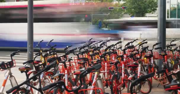 Fahrradgeschäft Shenzhen City China im Zeitraffer — Stockvideo