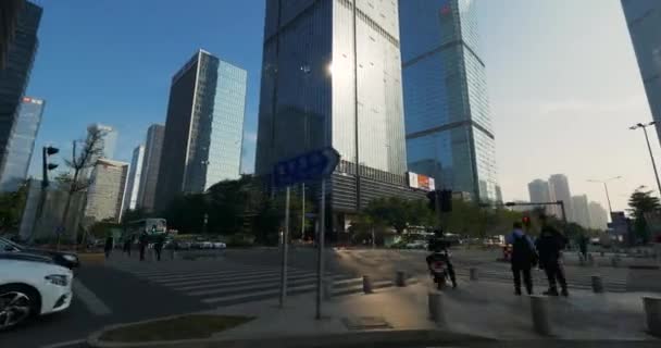 Shenzhen Ciudad China Lapso Tiempo Día Soleado — Vídeos de Stock