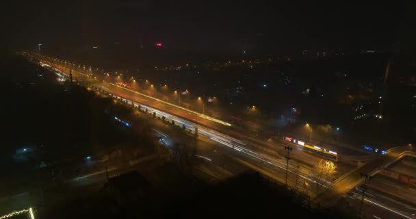 Traffico Stradale Notturno Shenzhen China Timelapse — Video Stock