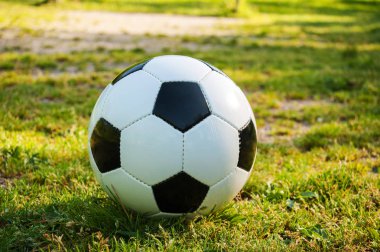 çimenlerin üzerinde siyah beyaz futbol topu