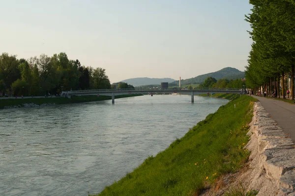 Salzburg Salzach Eisenbahnbrcke Híd — Stock Fotó