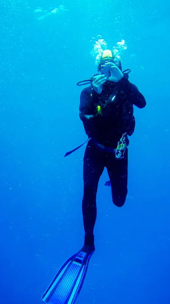 dalgıç su mavi su altında fotoğraf çekme