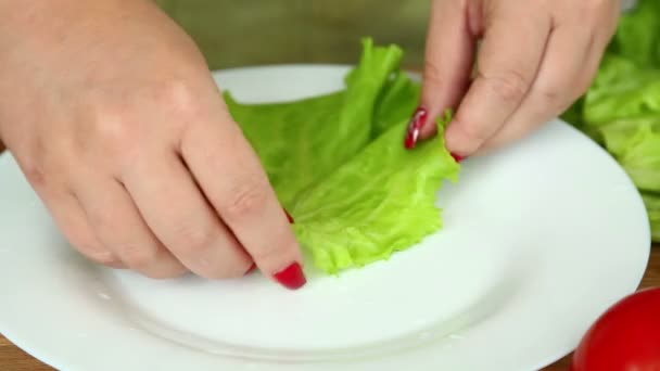 自家製野菜のサラダを調理とチェリー トマト チーズし ウズラの卵 — ストック動画