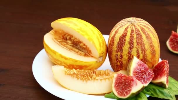 Tafel Ligt Fruit Vietnamese Meloen Kalk Sap Close — Stockvideo