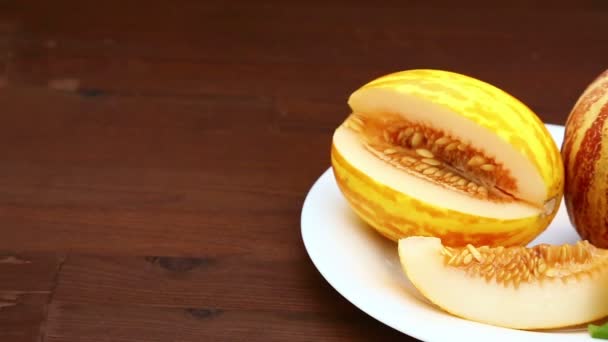Vegetarian Diet Table Lie Fruit Vietnamese Melon Lime Juice Juice — Stock Video
