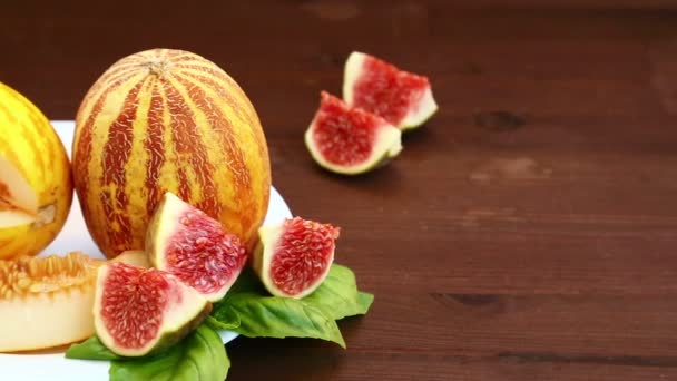Vegetarisch Dieet Tafel Ligt Fruit Vietnamese Meloen Kalk Sap Close — Stockvideo