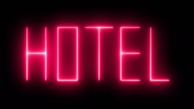 Parlak mavi ve kırmızı neon yanıp sönen tabela.