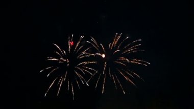 gece gökyüzünde şenlikli havai fişek çok renkli ateşli yanıp söner
