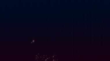 Kara gece gökyüzünde havai fişekler saçılıyor