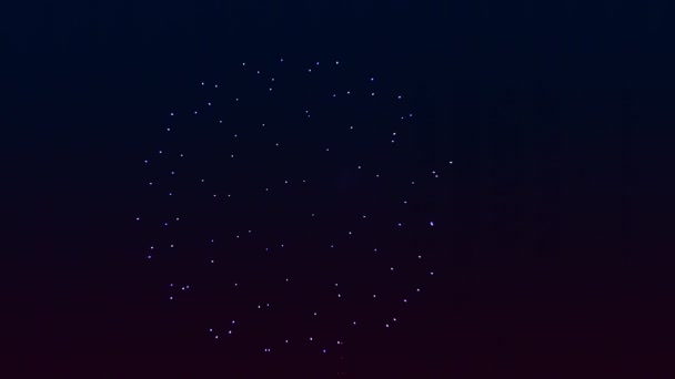 Modrý rozptyl hvězd ohňostroj proti černé noční obloze — Stock video