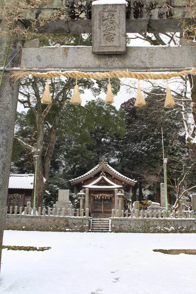 Traduction Sanctuaire Uchino Oimatsu Iizuka Fukuoka Japon Pendant Neige Prise — Photo