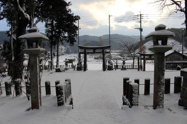 Traduzione Santuario Uchino Oimatsu Iizuka Fukuoka Giappone Durante Neve Preso — Foto Stock