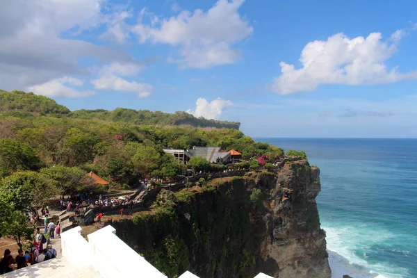 Exotiska Templet Klippan Pura Luhur Uluwatu Vilken Fantastisk Utsikt Tagit — Stockfoto