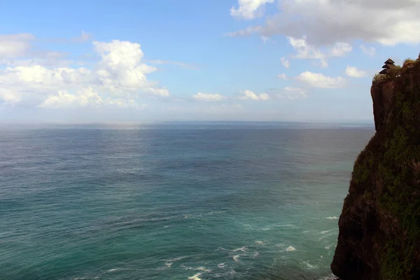 Templo Exótico Acantilado Pura Luhur Uluwatu Qué Vista Tan Impresionante — Foto de Stock