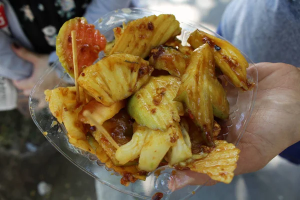 Salada Fruto Sudeste Asiático Chamada Rujak Rojak Versão Indonésia — Fotografia de Stock