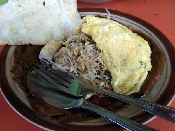 Tahu Tek Která Skládá Tofu Vejce Tradisional Mísa Surabaya Nebo — Stock fotografie