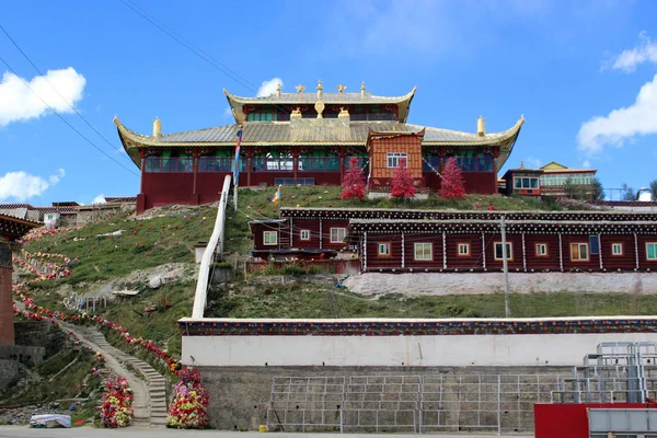 Torno Yarchen Gar Templo Orgânico Yaqen Tibete Amdo China Tomado — Fotografia de Stock