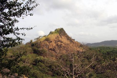 Tepesi veya dağ Dambulla mağara yolu üzerinde. Sri Lanka'da Ağustos 2018 alınan