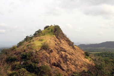 Tepesi veya dağ Dambulla mağara yolu üzerinde. Sri Lanka'da Ağustos 2018 alınan