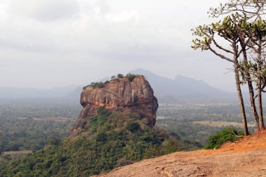 Pidurangala Rock, Sigiriya uzak olmayan geniş görünümden. Sri Lanka'da Ağustos 2018 alınan.