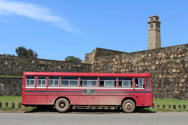 Galle Fort Durdurma Kırmızı Bir Otobüs Sri Lanka Ağustos 2018 — Stok fotoğraf