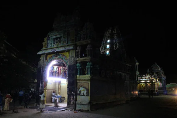 Hindu Temple Sri Pathrakali Amman Kovil Trincomalee Night Inglés Tomado —  Fotos de Stock