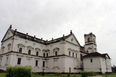 Beyaz görkemli Se Cathedral eski Goa (Goa Velha). Hindistan, Ağustos 2018 alınan