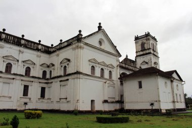 Beyaz görkemli Se Cathedral eski Goa (Goa Velha). Hindistan, Ağustos 2018 alınan