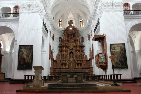 Interior Igreja Divina Providência São Cajetano Velha Goa Tomado Índia — Fotografia de Stock