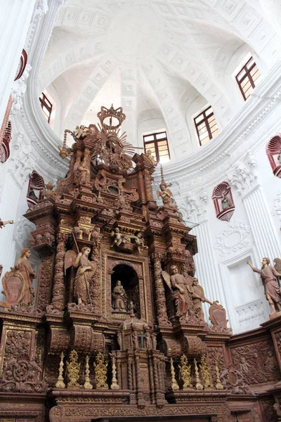 Interior Iglesia Divina Providencia San Cajetán Del Antiguo Goa Tomado — Foto de Stock