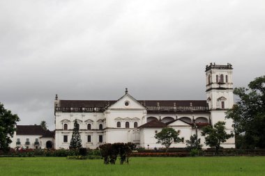 Beyaz görkemli Se Cathedral eski Goa (Goa Velha). Hindistan, Ağustos 2018 alınan