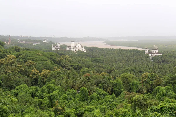 Vista Del Antiguo Goa Goa Velha Vista Desde Colina Iglesia — Foto de Stock