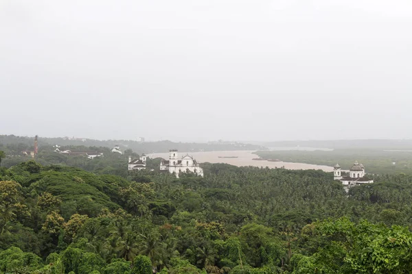 Vista Del Antiguo Goa Goa Velha Vista Desde Colina Iglesia — Foto de Stock