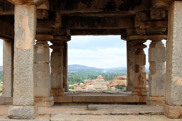 Formación Pilares Ruinas Rocas Monumentos Grupales Templos Hampi Tomado India — Foto de Stock