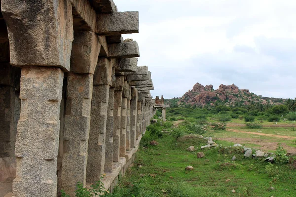 Khrisna Bazaar Søyler Dam Hampi Tatt India August 2018 – stockfoto