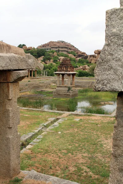 Khrisna Bazaar Søyler Dam Hampi Tatt India August 2018 – stockfoto