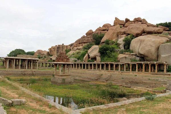 Khrisna Bazaar Pilares Uma Lagoa Hampi Tomado Índia Agosto 2018 — Fotografia de Stock