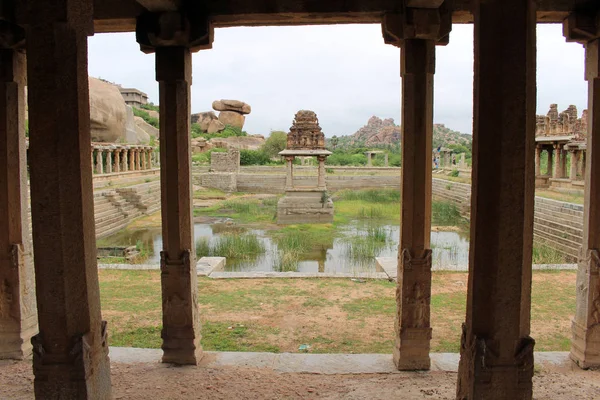 Khrisna Bazaar Pillars Pond Hampi Taken India August 2018 — Stock Photo, Image