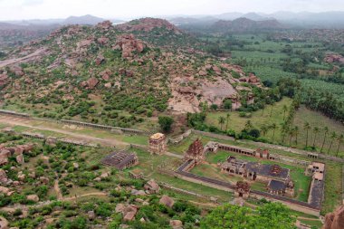 Muhteşem, güzel, çarpıcı görünümü ve Hampi Harabeleri (resul Tapınağı) Matanga Hill. Hindistan, Ağustos 2018 alınan.