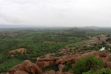 Muhteşem, güzel, çarpıcı görünümü ve Hampi Harabeleri (resul Tapınağı) Matanga Hill. Hindistan, Ağustos 2018 alınan.