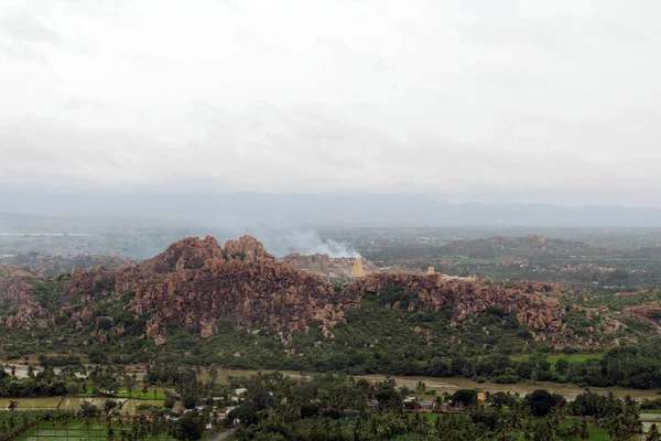 Vista Del Paisaje Paisaje Hampi Visto Desde Montaña Anjana Templo — Foto de Stock