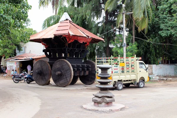 A big ancient vehicle during exploration of Hampi (Anegundi). Taken in India, August 2018.