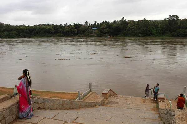 Alrededor Del Río Tungabhadra Mientras Nivel Del Agua Está Subiendo — Foto de Stock