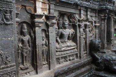 Ellora Kailasa harikası mağaralar, kaya yekpare Tapınağı. Hindistan, Ağustos 2018 alınan.