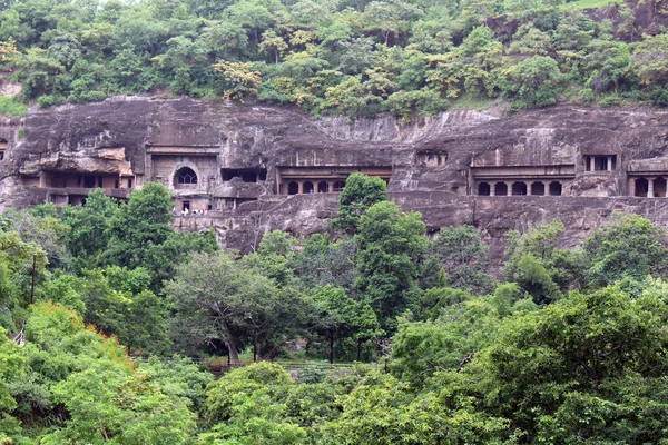 Pohled Ajanta Jeskyně Buddhistické Památky Rock Cut Přijata Indii Srpen — Stock fotografie