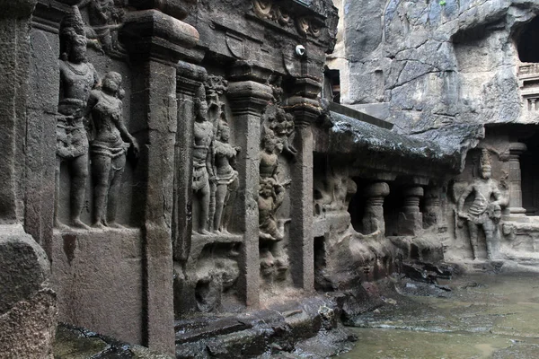 Div Kailasa Ellora Jeskyně Rock Cut Monolitickým Chrám Přijata Indii — Stock fotografie